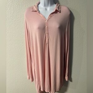 PJ Salvage Blush Pink Button-Front Long Sleeve Tunic